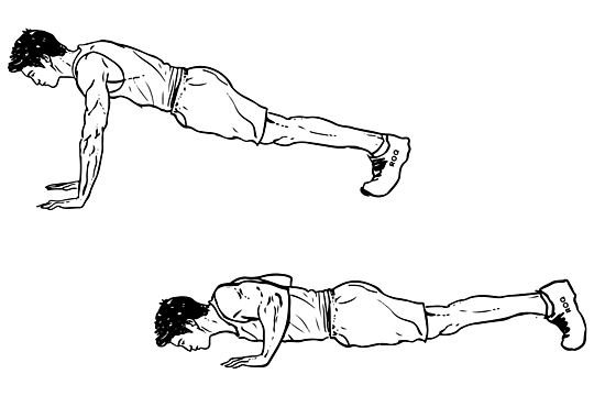 Diagram of a man performing push up