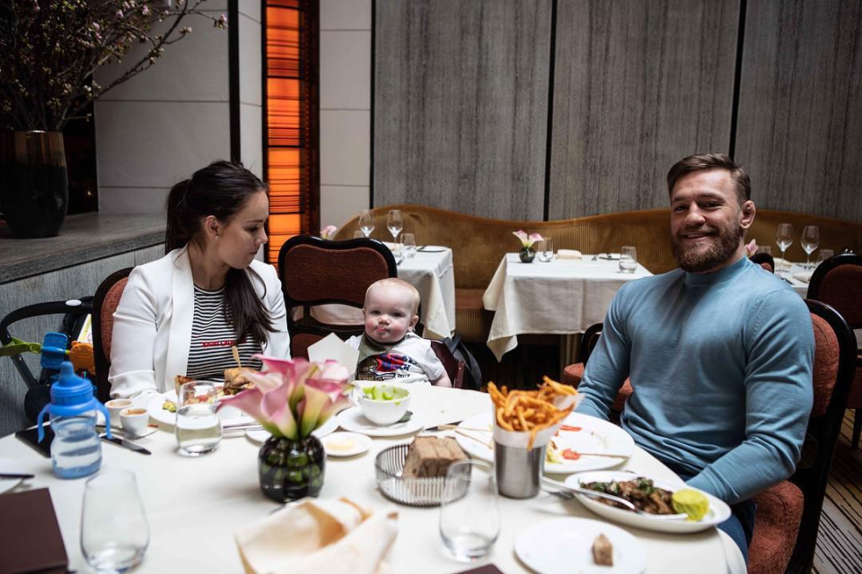 Conor enjoying dinner with family