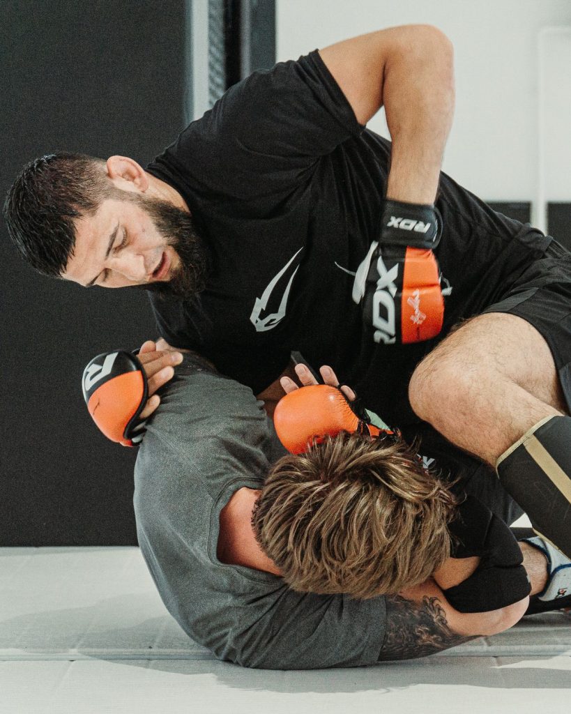Khamzat Chimaev sparring while wearing RDX equipment
