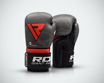 red, grey, black, white pair of boxing gloves