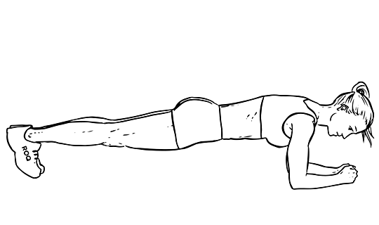 Diagram of woman in a plank position