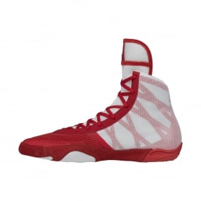 Red and white boxing shoes