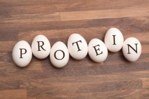 weight loss Pills spelling protein on brown table