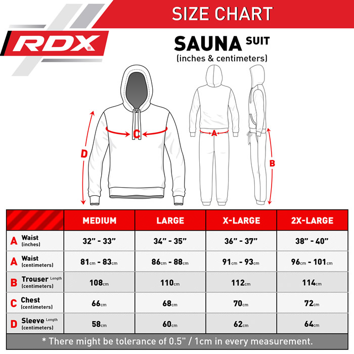 Sauna Suit Size Guide