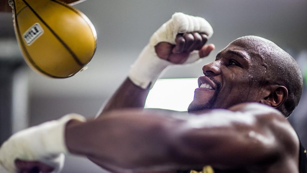 Floyd workout with speed bags