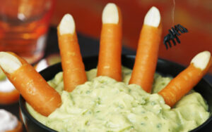 Carrot Fingers with Edamame Dip